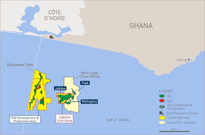 Ghana: Map of TEN oil field by Shay Reches